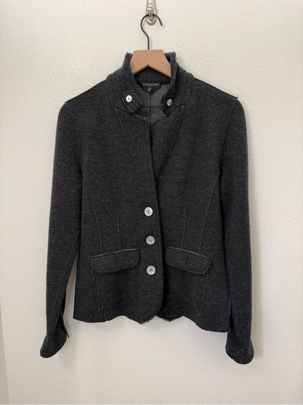 EILEEN FISHER Double Knit Felted Merino Wool Jacket Blazer PM